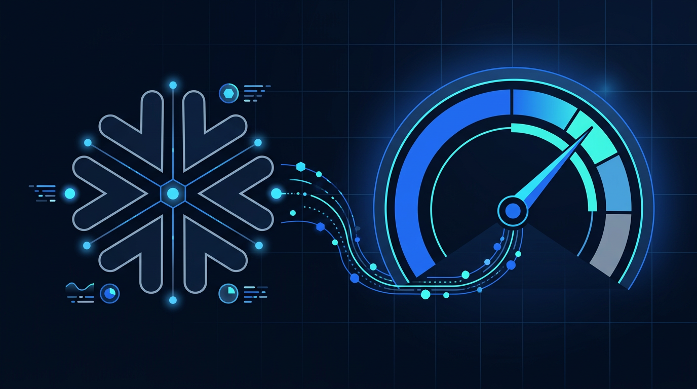 Best data observability tool for Snowflake cost optimization illustrated with signals feeding a Snowflake gauge