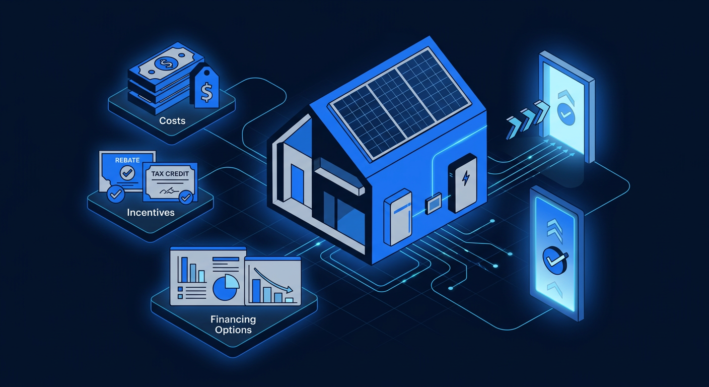 Costs, incentives, and financing options for home battery backup illustrated summary Costs, incentives, and financing options for home battery backup illustrated summary