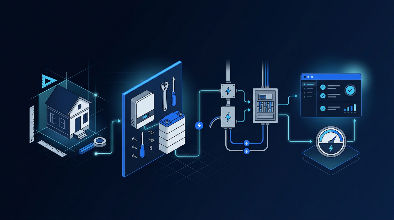 The installation process: what to expect for home battery backup step-by-step illustration The installation process: what to expect for home battery backup step-by-step illustration