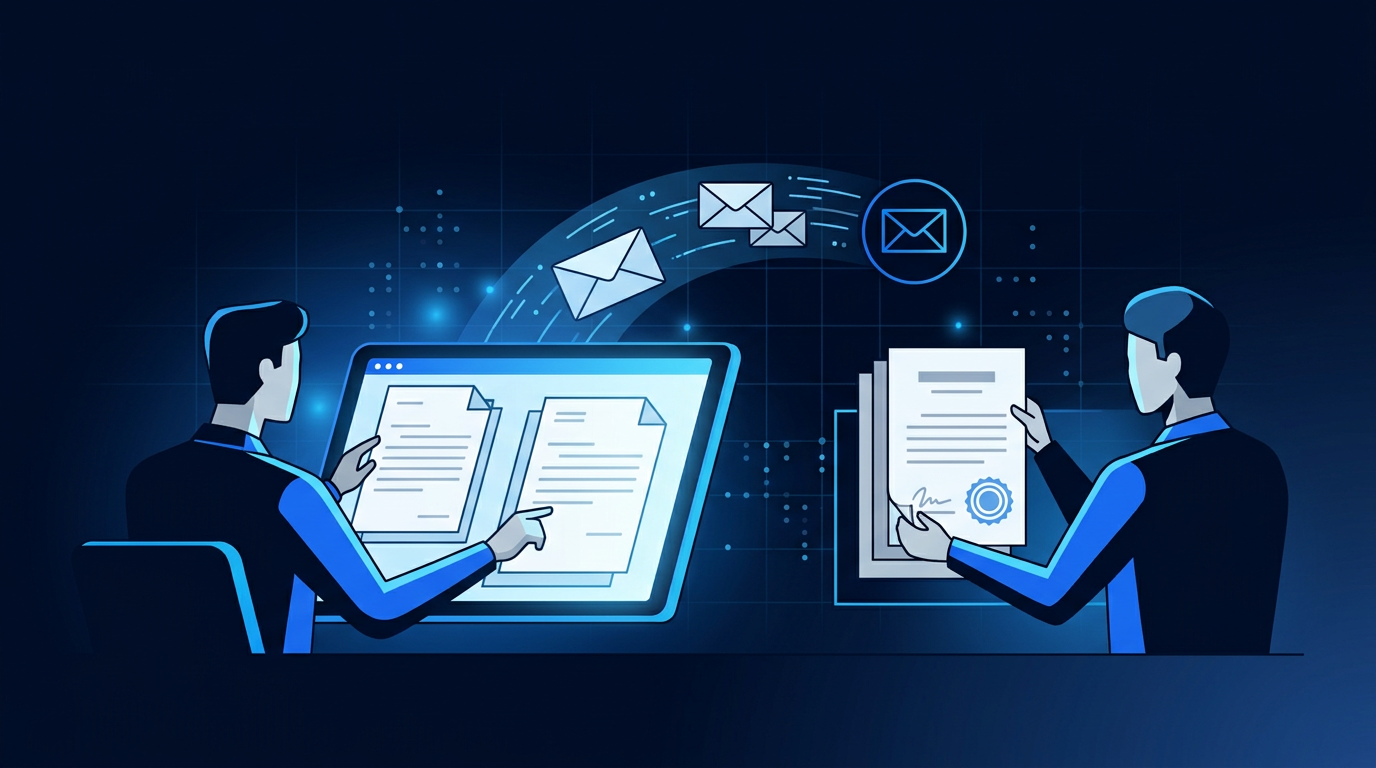 Small business owner reviewing scanned official mail in a virtual mailbox while registered agent manages service of process Small business owner reviewing scanned official mail in a virtual mailbox while registered agent manages service of process