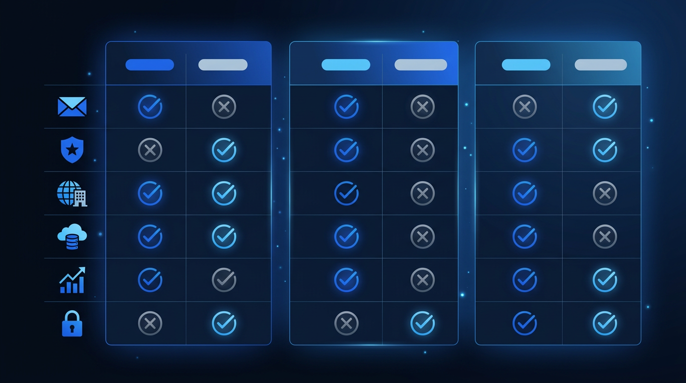 Best virtual mailbox for LLC with registered agent services comparison chart showing side-by-side options with checks and cro Best virtual mailbox for LLC with registered agent services comparison chart showing side-by-side options with checks and cro