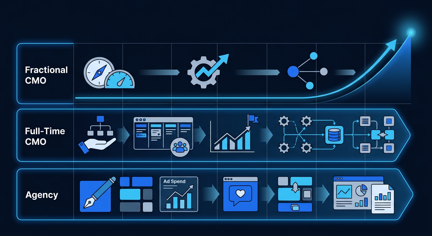 Comparison of fractional CMO vs full‑time CMO vs agency responsibilities for SaaS Comparison of fractional CMO vs full‑time CMO vs agency responsibilities for SaaS