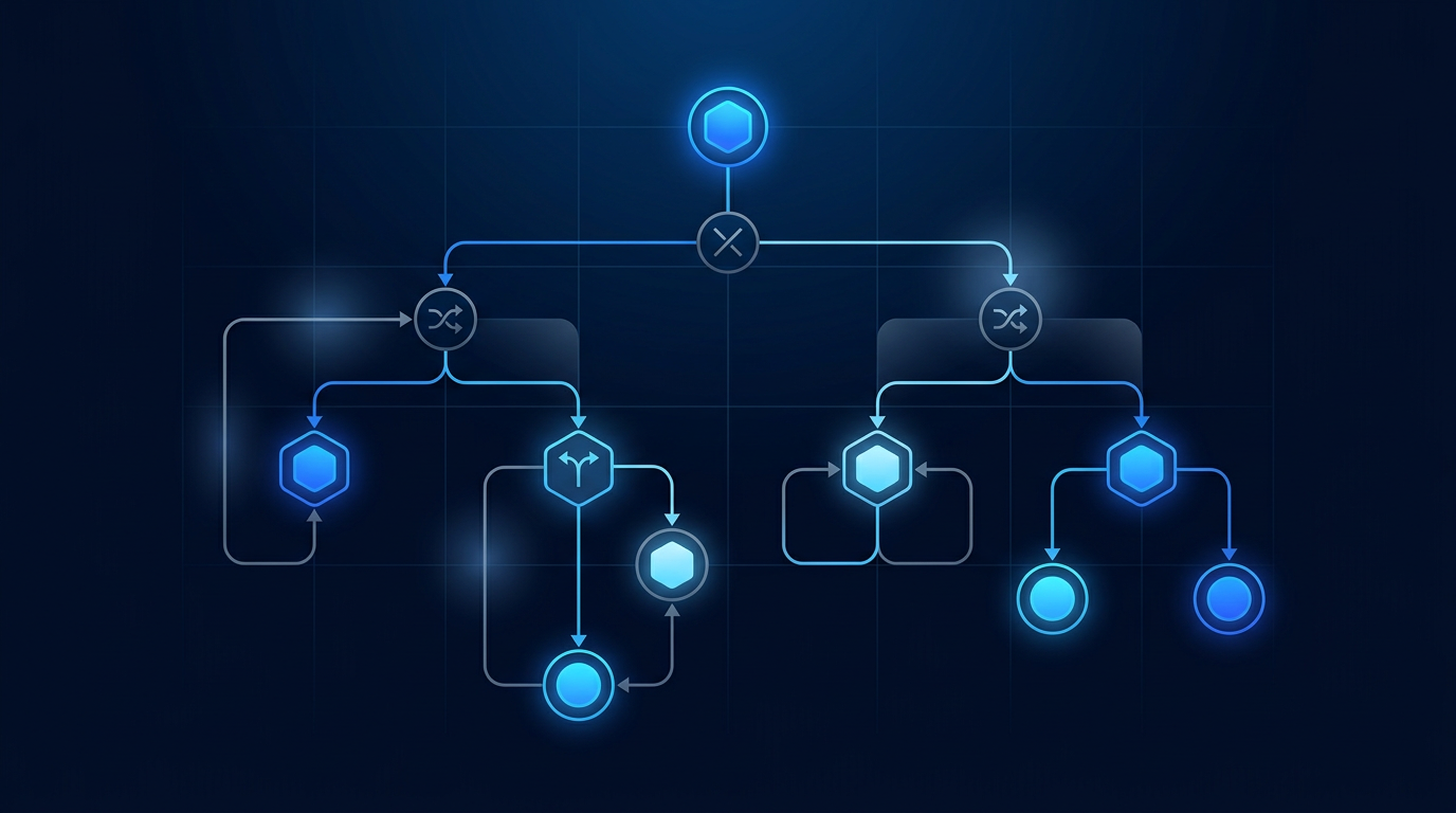 Branching logic workflow for KYC and onboarding with conditional routing and approval paths