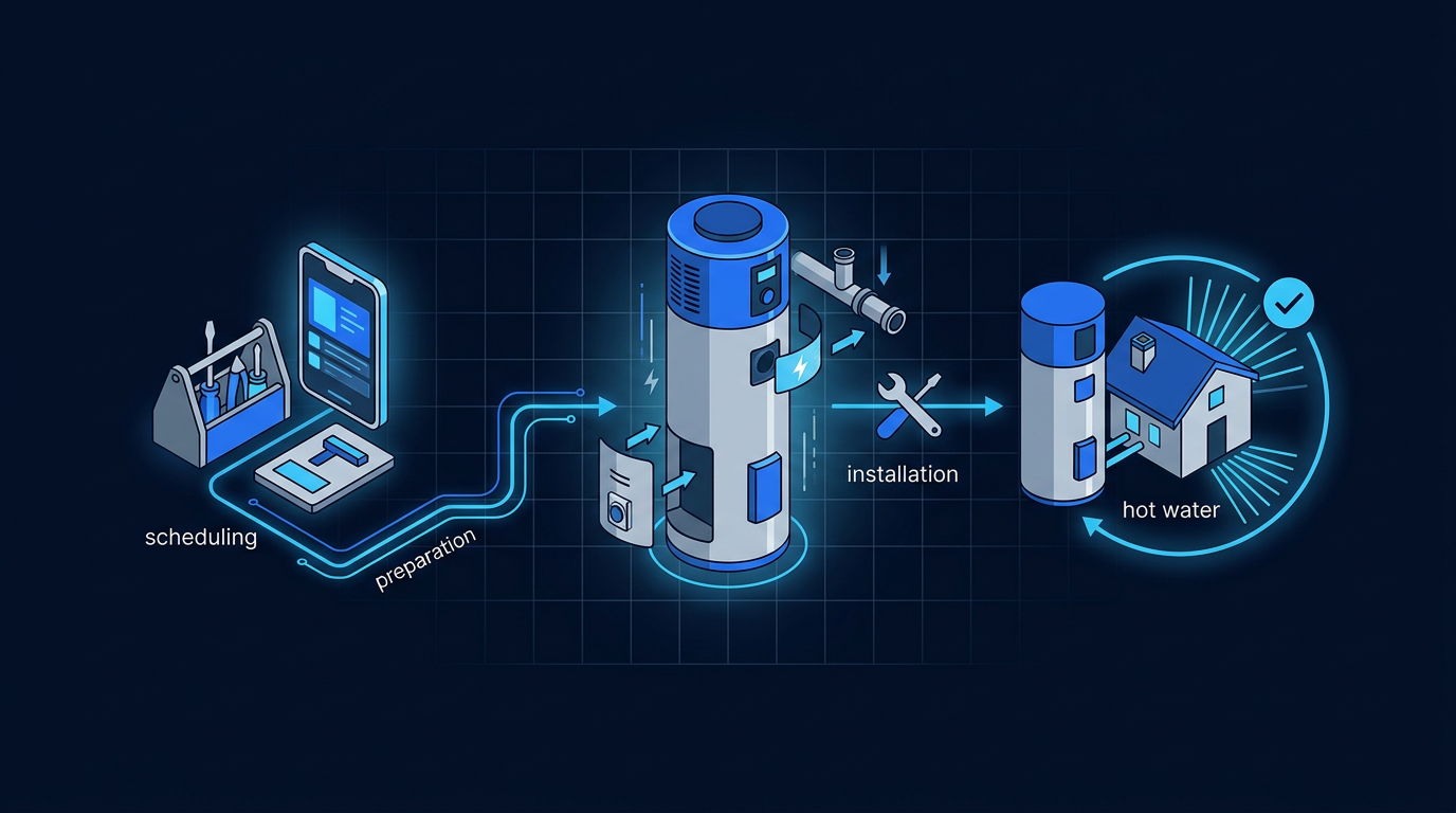 How same-day installation works for a heat pump water heater near me, step-by-step process How same-day installation works for a heat pump water heater near me, step-by-step process