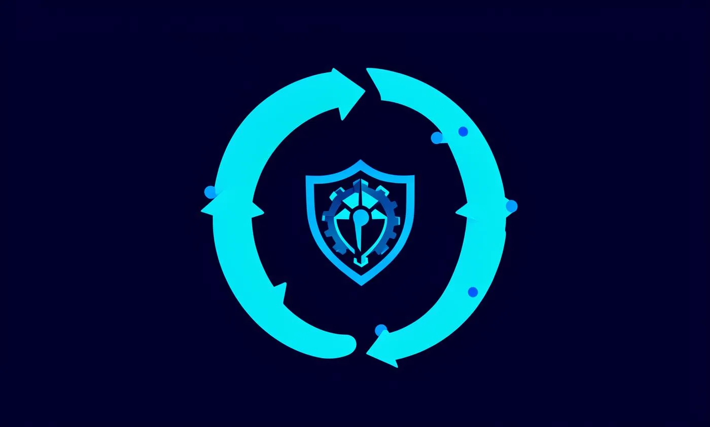 Continuous SaaS governance cycle diagram showing quarterly review, access control, ownership and approval steps looping around a central security and administration emblem