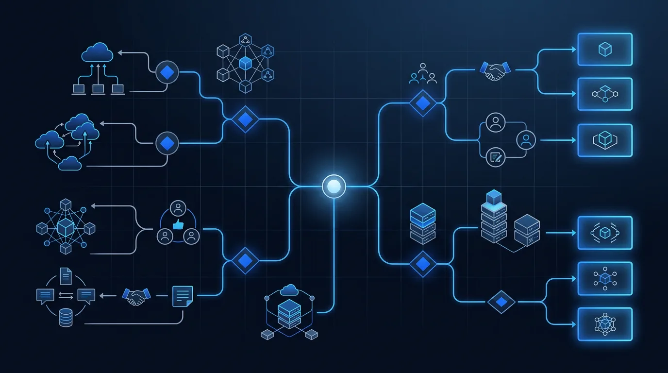 A decision tree diagram helping startups choose a compliance automation platform based on their infrastructure complexity and need for an integrated auditor network.